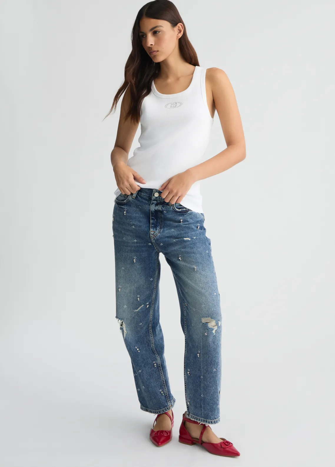 Liu Jo Top de algodón con logotipo-Mujer Camisetas Y Tops