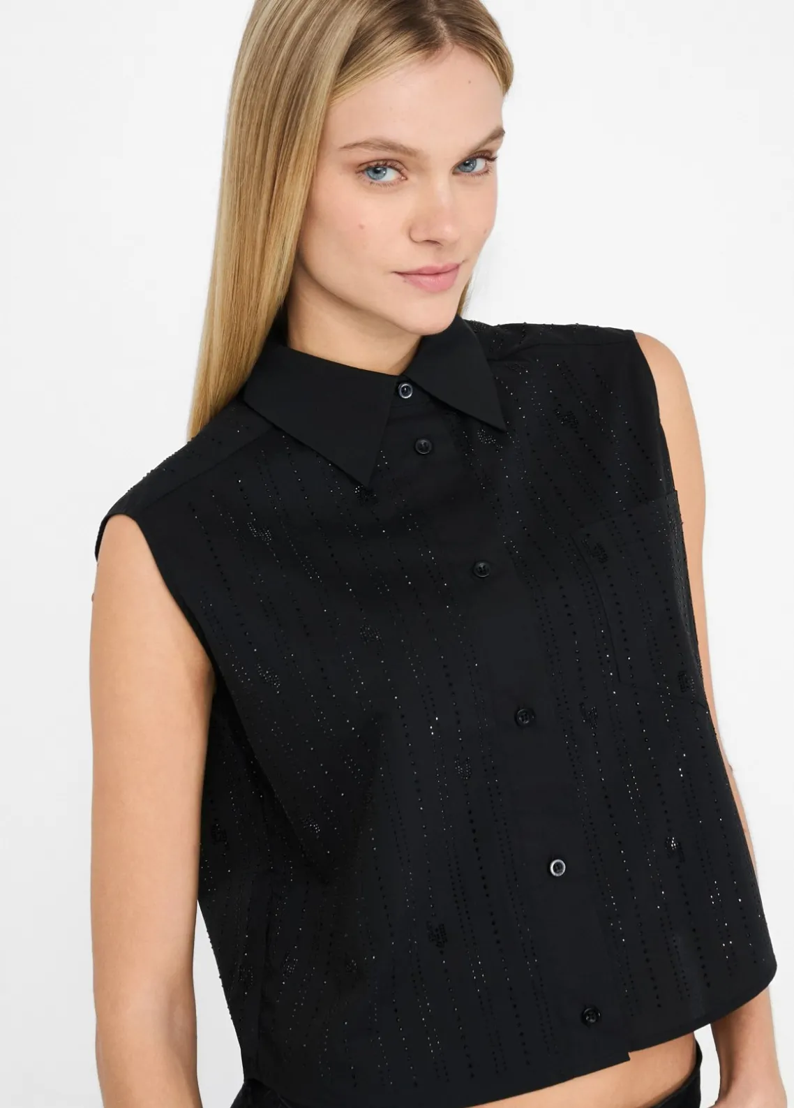 Liu Jo Top de algodón con strass-Mujer Camisas Y Blusas