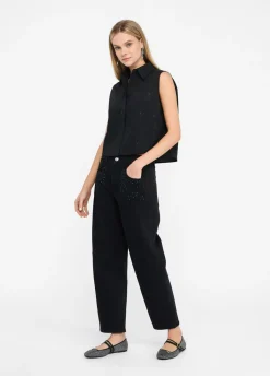 Liu Jo Top de algodón con strass-Mujer Camisas Y Blusas