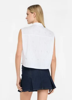 Liu Jo Top de algodón con strass-Mujer Camisas Y Blusas