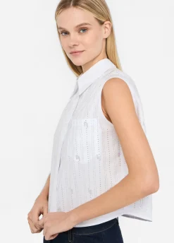 Liu Jo Top de algodón con strass-Mujer Camisas Y Blusas