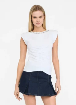 Liu Jo Top de algodón con strass-Mujer Camisetas Y Tops