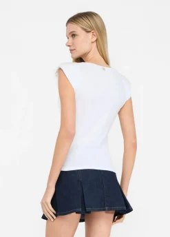 Liu Jo Top de algodón con strass-Mujer Camisetas Y Tops