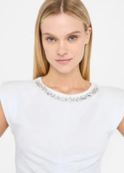 Liu Jo Top de algodón con strass-Mujer Camisetas Y Tops
