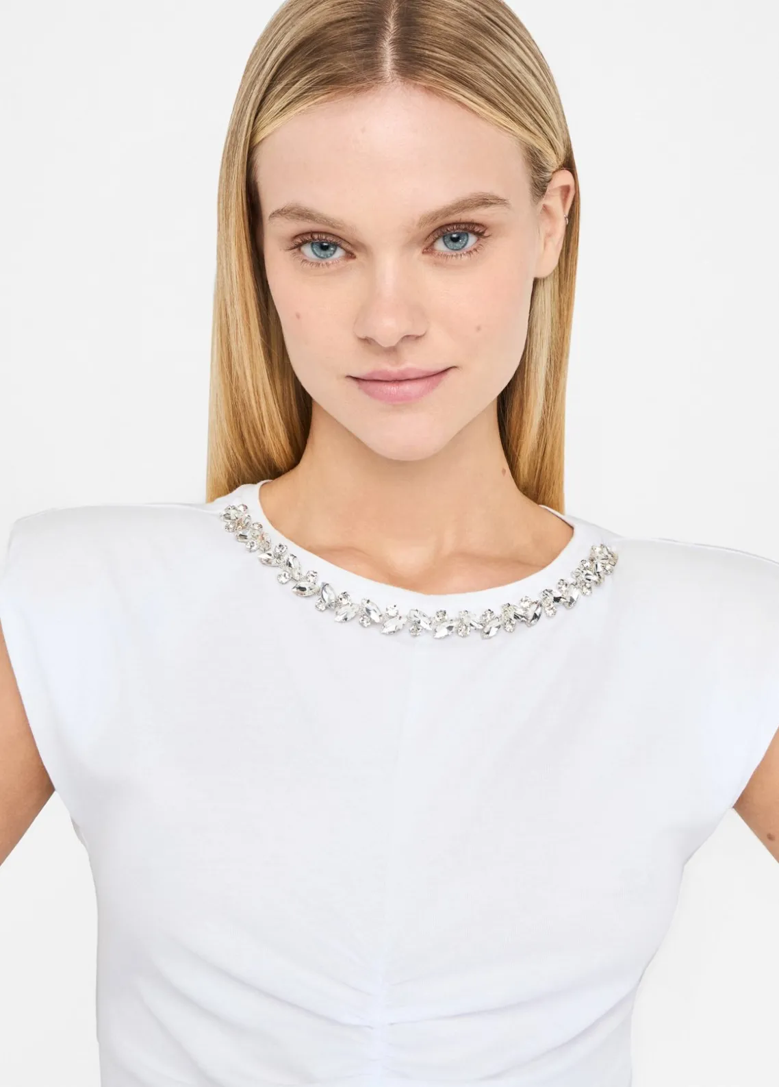 Liu Jo Top de algodón con strass-Mujer Camisetas Y Tops