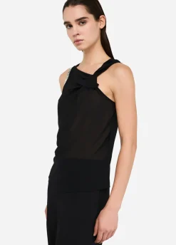 Liu Jo Top de algodón y georgette-Mujer Camisetas Y Tops