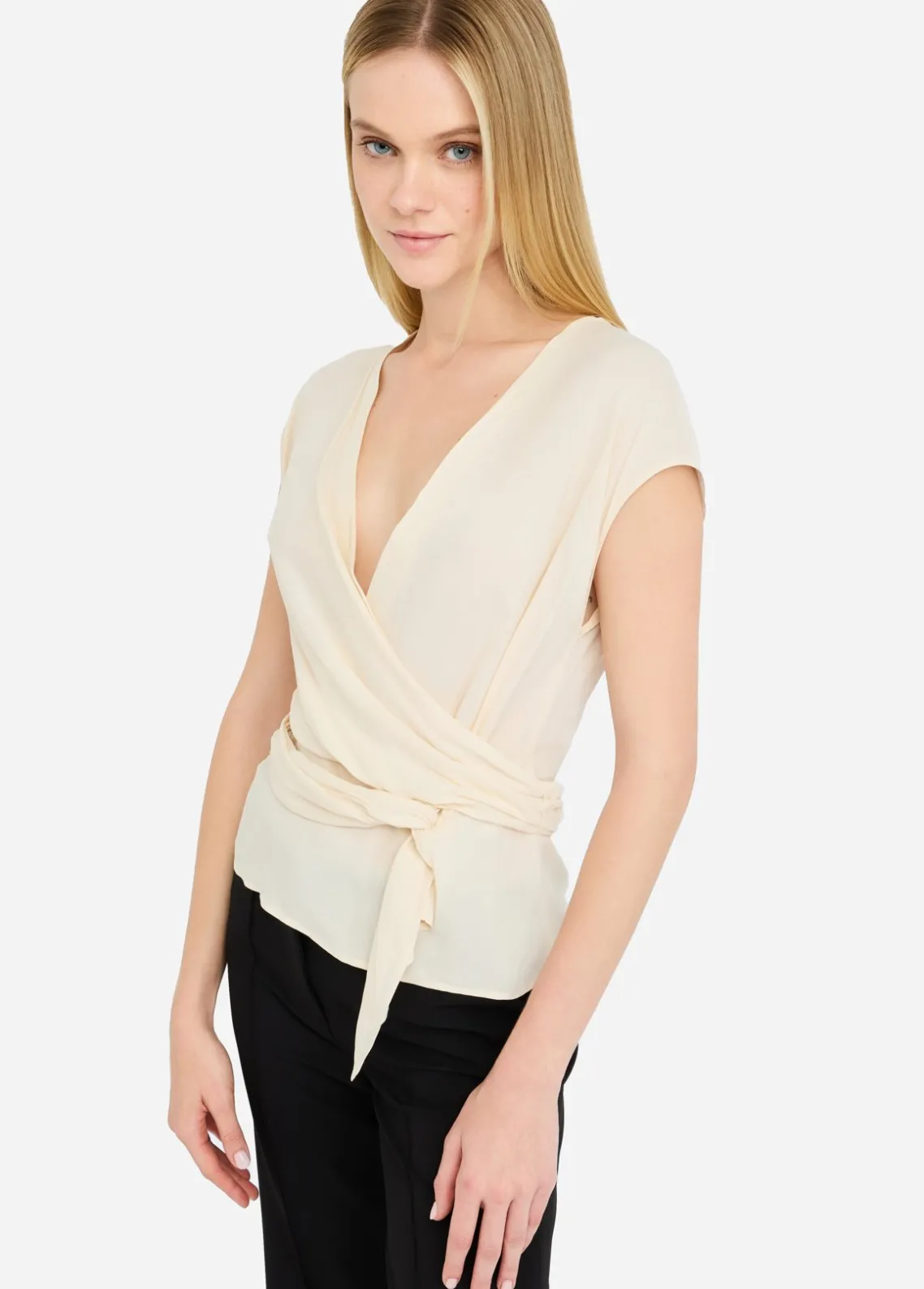 Liu Jo Top de crepé de China-Mujer Camisetas Y Tops