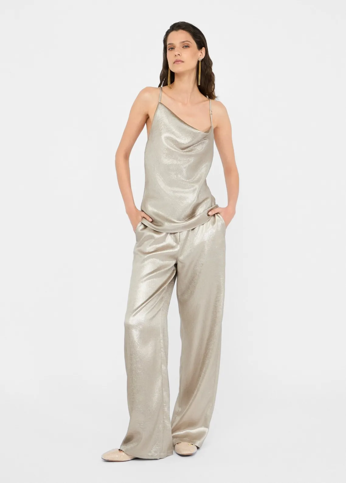 Liu Jo Top de crepé laminado-Mujer Camisetas Y Tops|Ceremonia