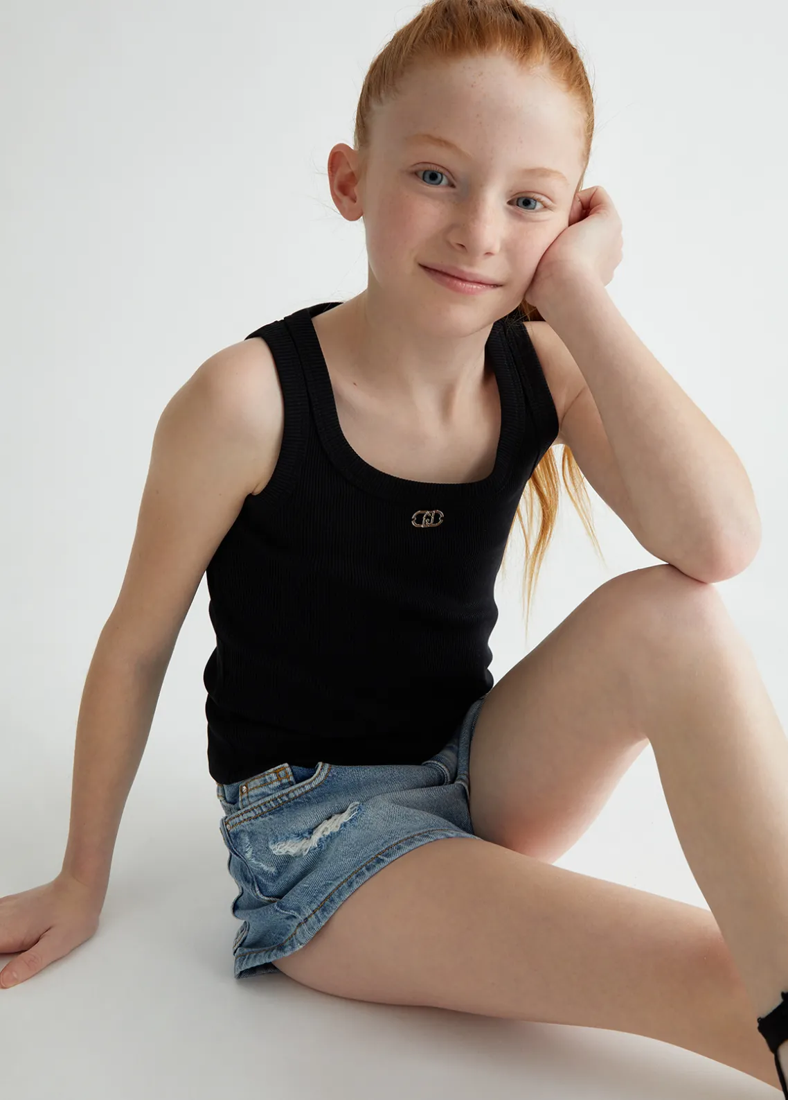 Liu Jo Top de punto canalé de algodón- Camisetas