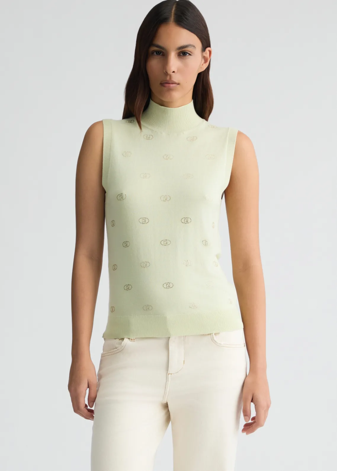 Liu Jo Top de punto con logotipo y strass-Mujer Cárdigans Y Jerséis