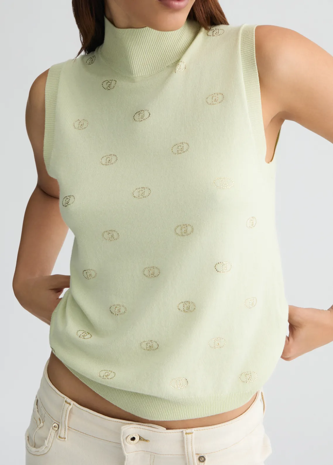 Liu Jo Top de punto con logotipo y strass-Mujer Cárdigans Y Jerséis