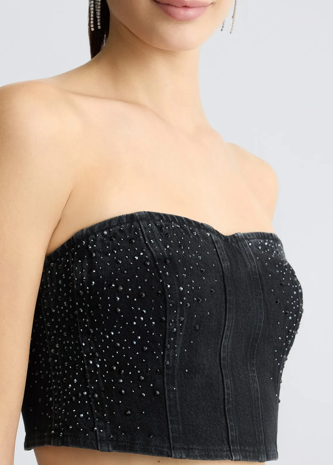 Liu Jo Top vaquero con strass-Mujer Camisetas Y Tops