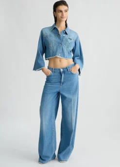 Liu Jo Vaqueros flare con bolsillos de crochet-Mujer Vaqueros Campana