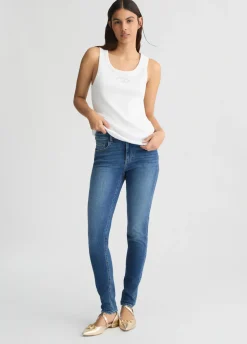 Liu Jo Vaqueros pitillo azules con strass-Mujer Vaqueros Pitillo