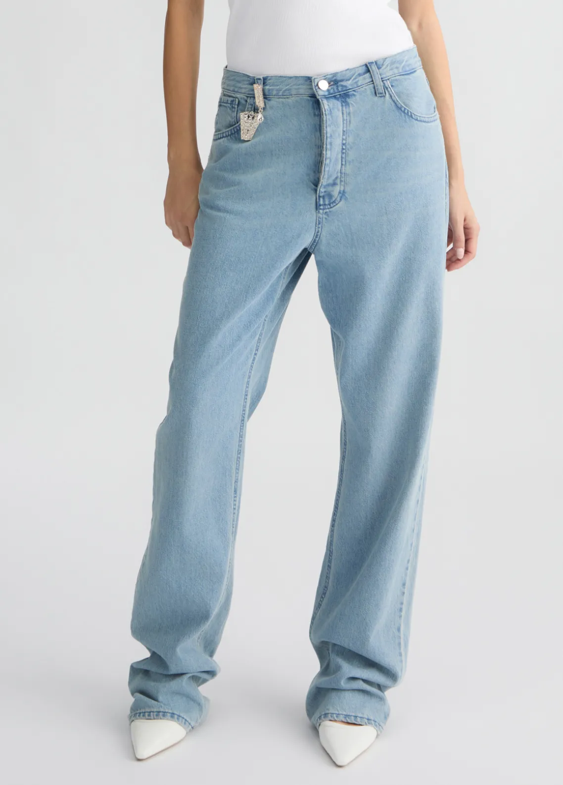 Liu Jo Vaqueros rectos azul claro con charm decorativo-Mujer Vaqueros Rectos