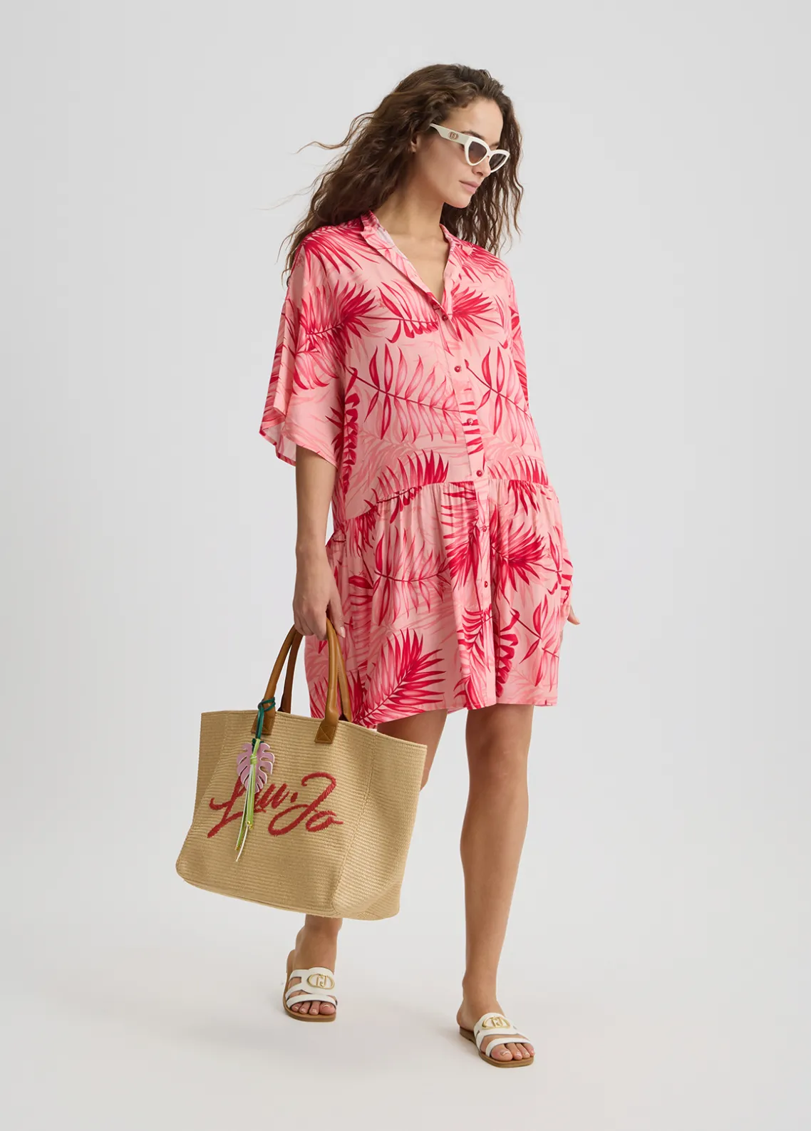 Liu Jo Vestido camisero con estampado de palmeras-Mujer Moda Baño|Vestidos