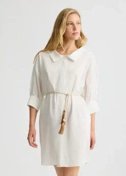 Liu Jo Vestido camisero de algodón a rayas-Mujer Vestidos