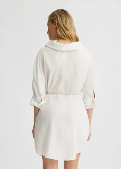 Liu Jo Vestido camisero de algodón a rayas-Mujer Vestidos