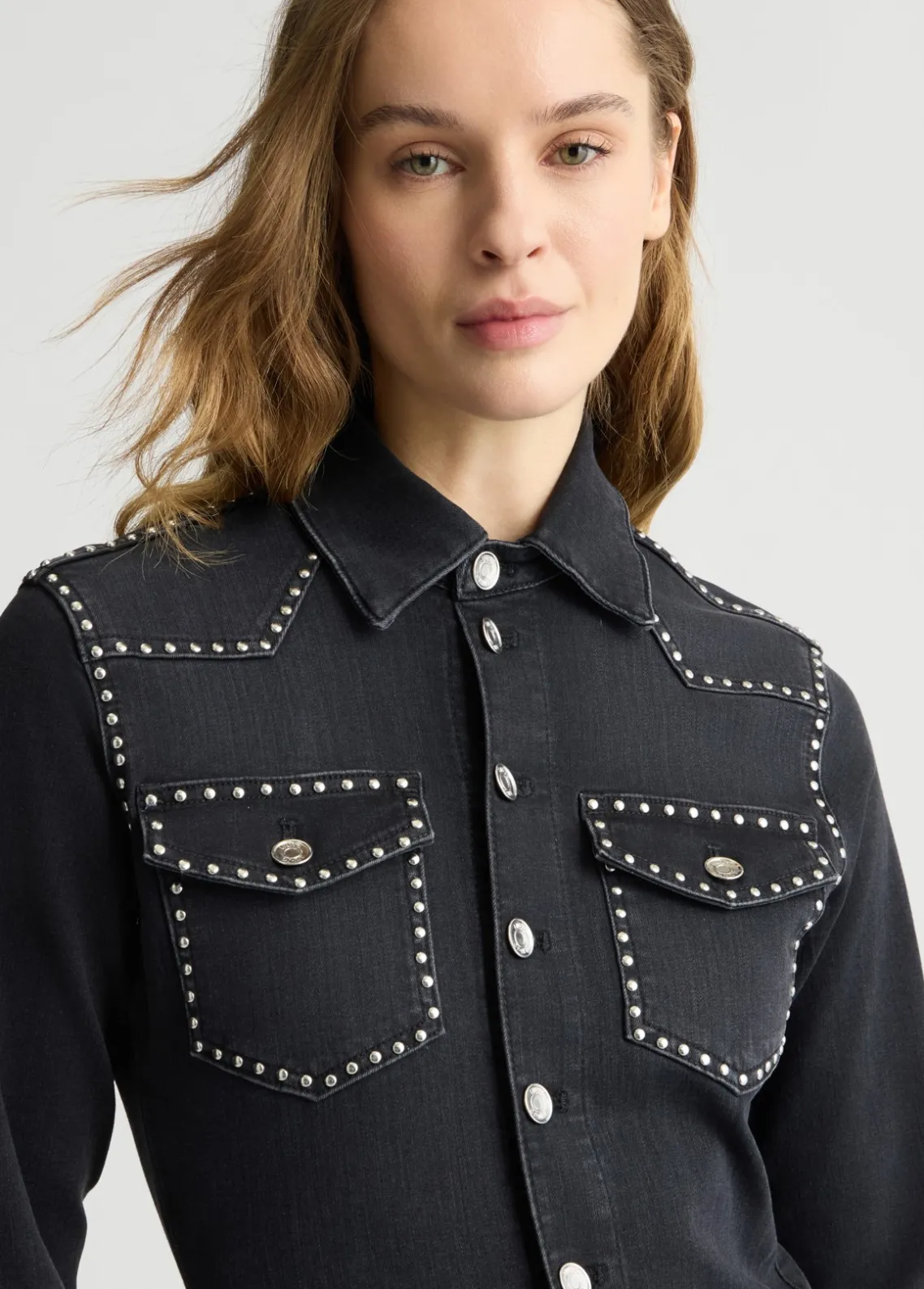 Liu Jo Vestido camisero de denim con tachuelas-Mujer Vestidos
