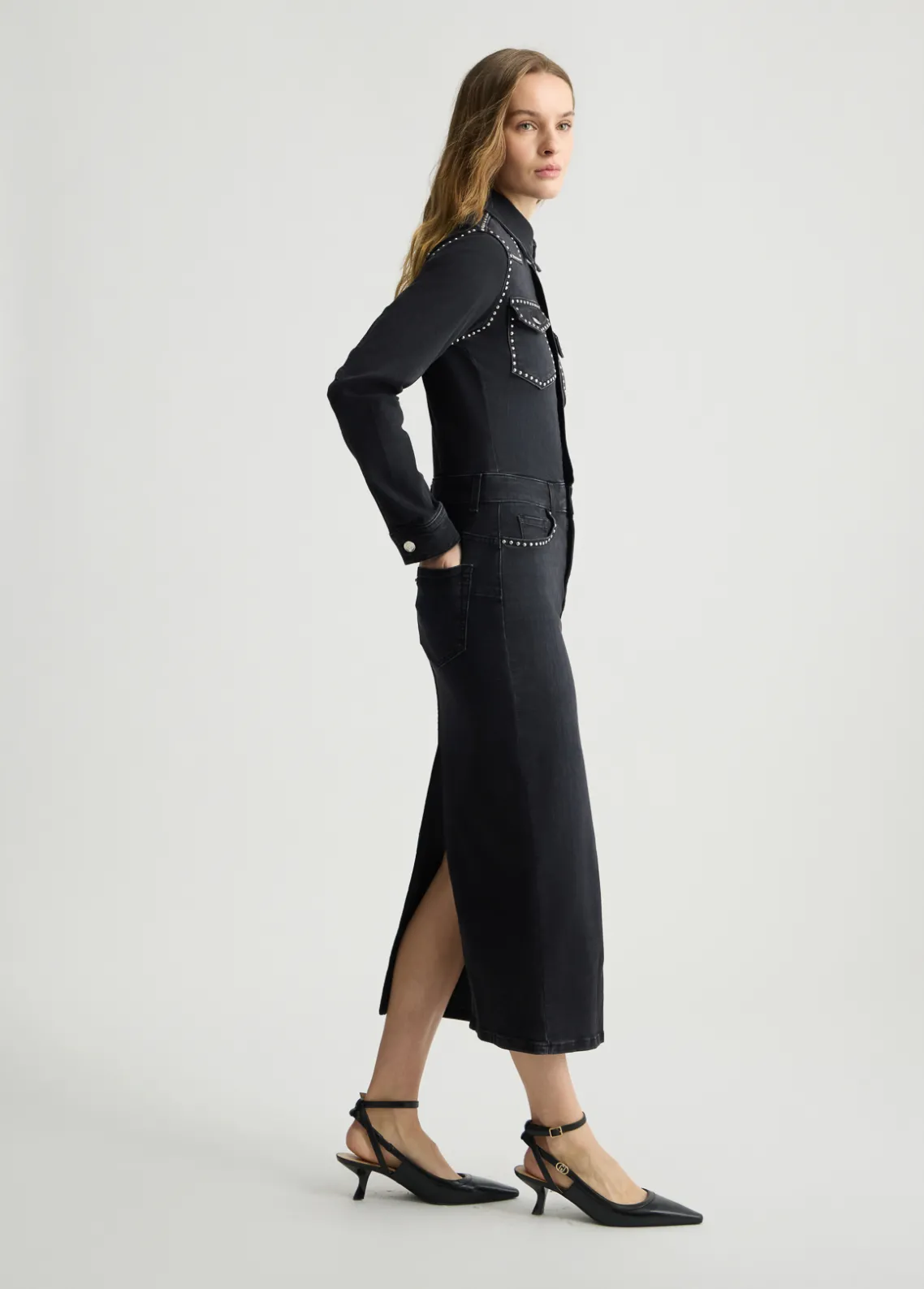 Liu Jo Vestido camisero de denim con tachuelas-Mujer Vestidos