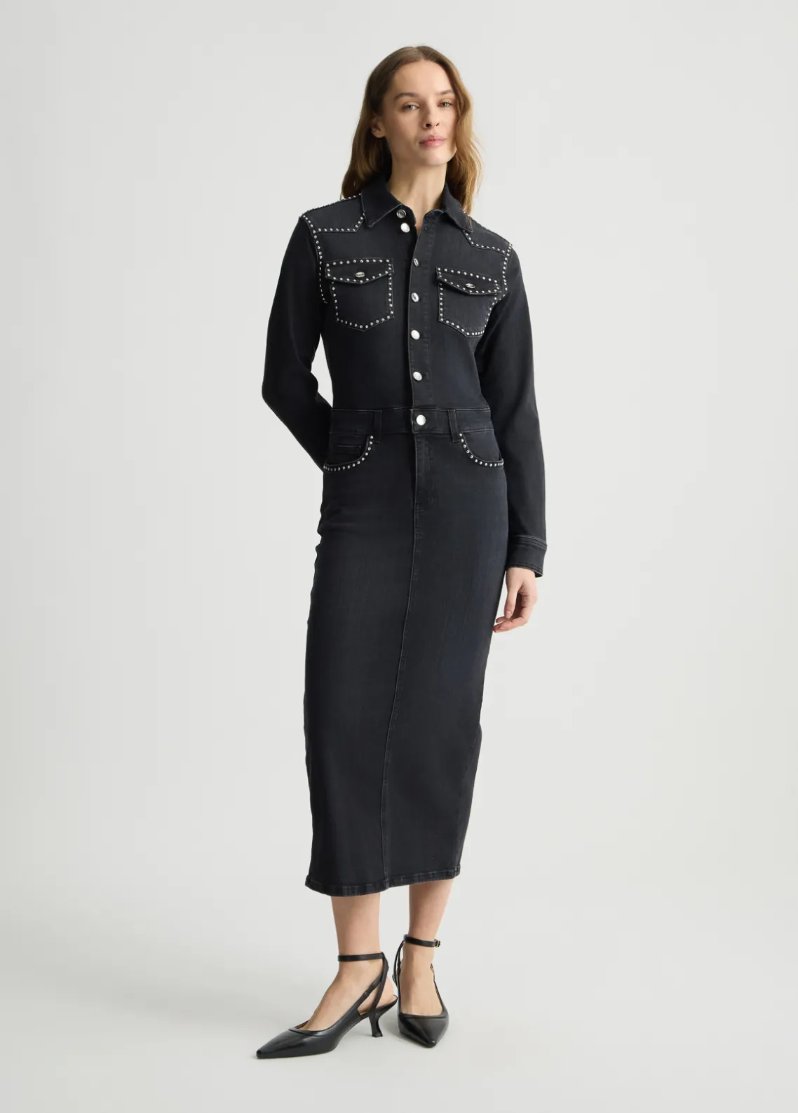Liu Jo Vestido camisero de denim con tachuelas-Mujer Vestidos