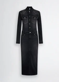 Liu Jo Vestido camisero de denim con tachuelas-Mujer Vestidos
