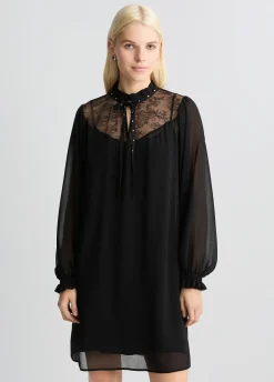 Liu Jo Vestido corto con inserción de encaje-Mujer Vestidos