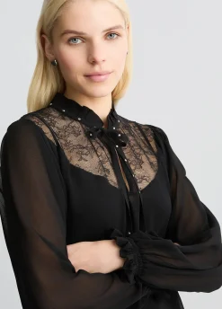 Liu Jo Vestido corto con inserción de encaje-Mujer Vestidos