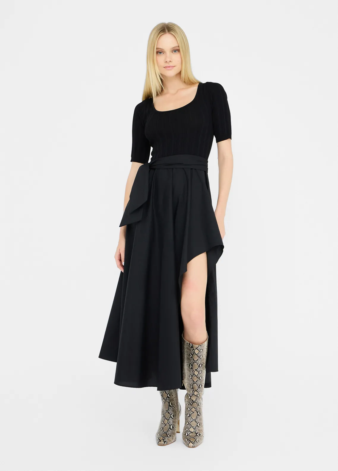 Liu Jo Vestido corto de punto y popelina-Mujer Cárdigans Y Jerséis|Vestidos