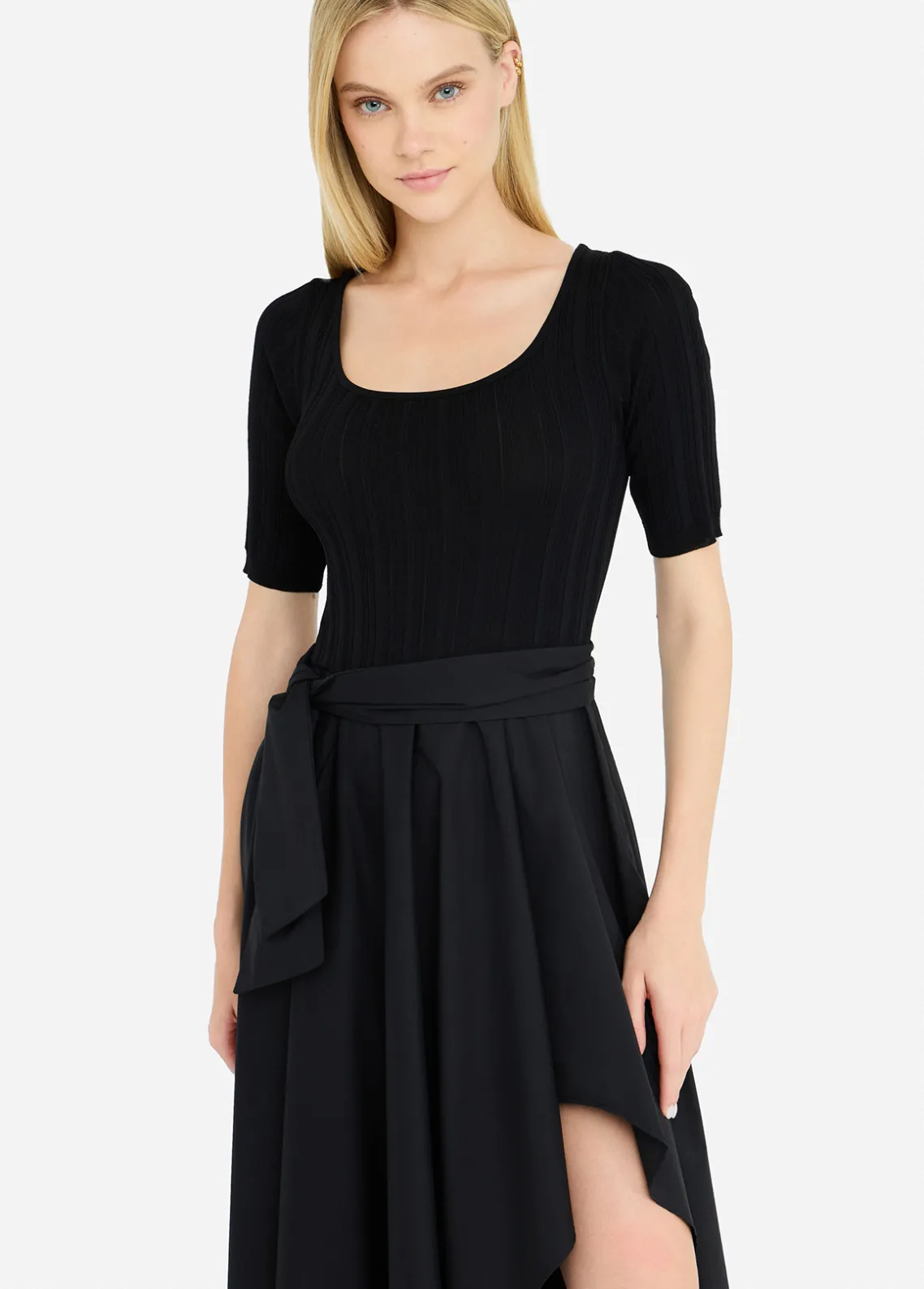 Liu Jo Vestido corto de punto y popelina-Mujer Cárdigans Y Jerséis|Vestidos