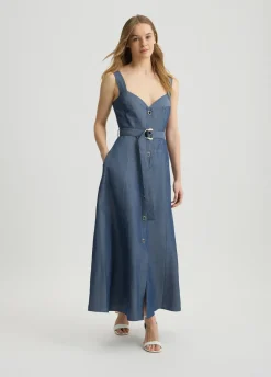 Liu Jo Vestido de lino con cinturón-Mujer Vestidos