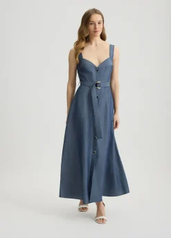Liu Jo Vestido de lino con cinturón-Mujer Vestidos