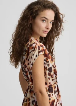 Liu Jo Vestido de raso con estampado animal-Mujer Moda Baño