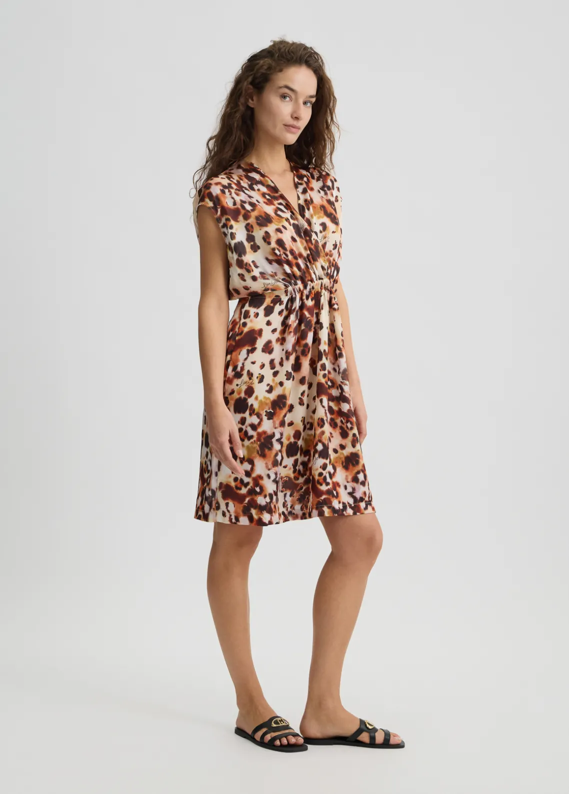 Liu Jo Vestido de raso con estampado animal-Mujer Moda Baño
