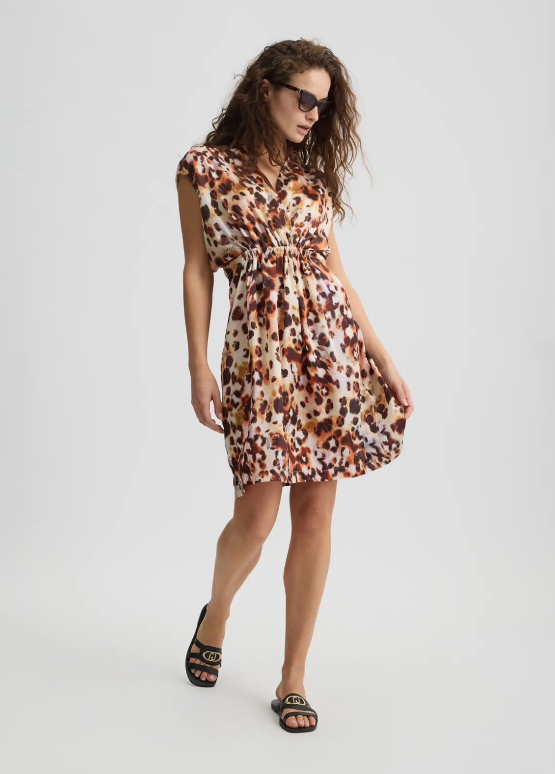 Liu Jo Vestido de raso con estampado animal-Mujer Moda Baño