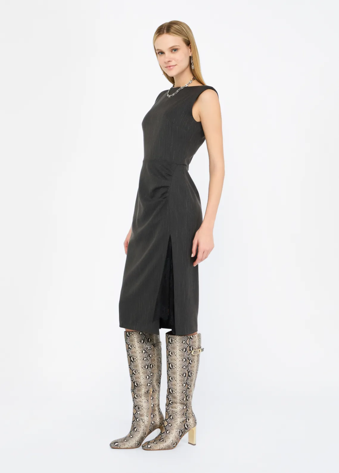 Liu Jo Vestido de raya diplomática con encaje-Mujer Vestidos