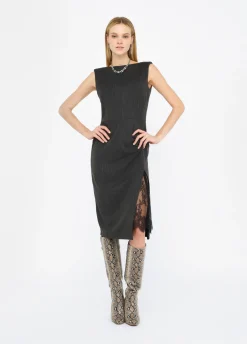 Liu Jo Vestido de raya diplomática con encaje-Mujer Vestidos