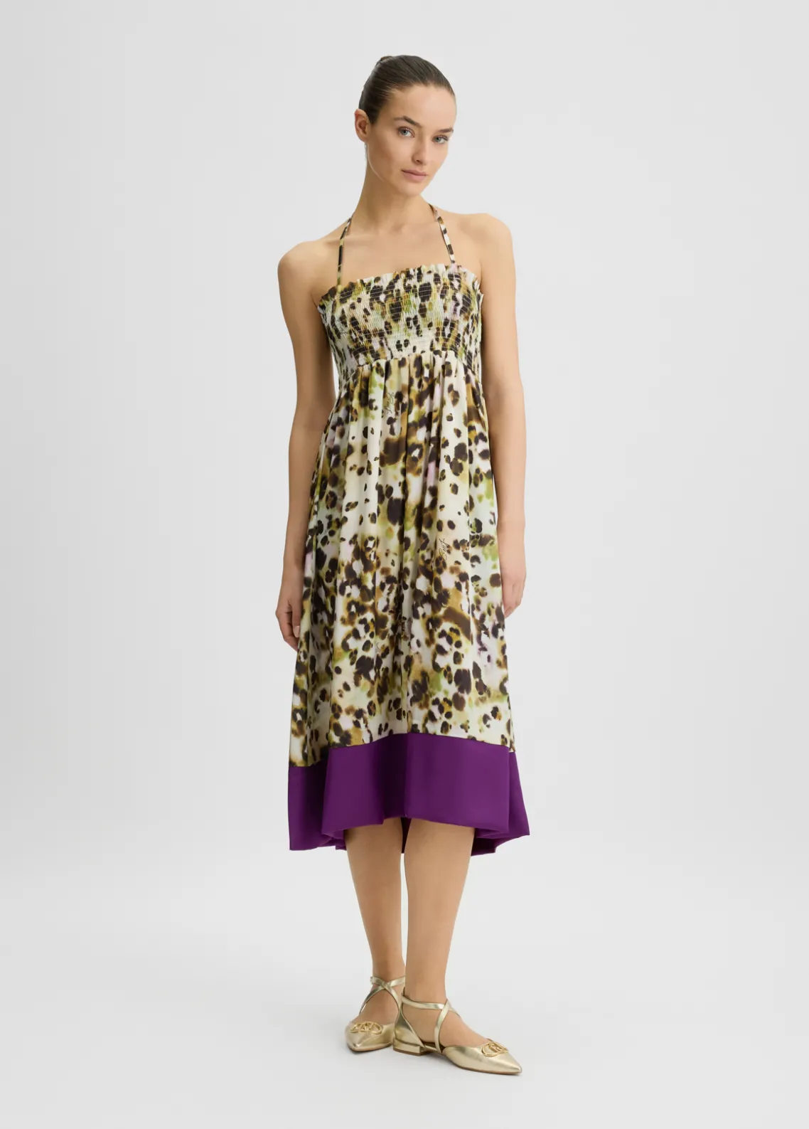 Liu Jo Vestido midi de satén estampado-Mujer Moda Baño|Faldas