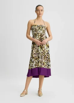 Liu Jo Vestido midi de satén estampado-Mujer Moda Baño|Faldas