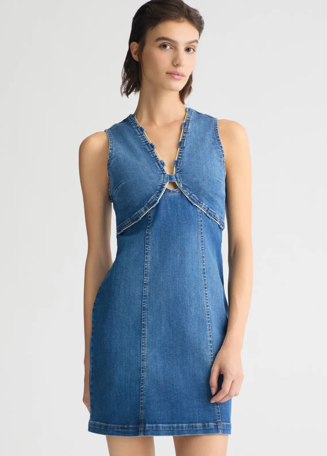 Liu Jo Vestido vaquero con cadena decorativa-Mujer Vestidos