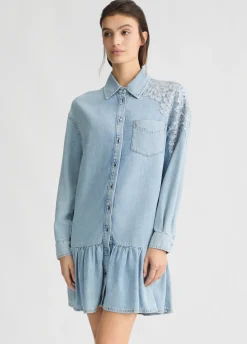 Liu Jo Vestido vaquero con encaje-Mujer Vestidos